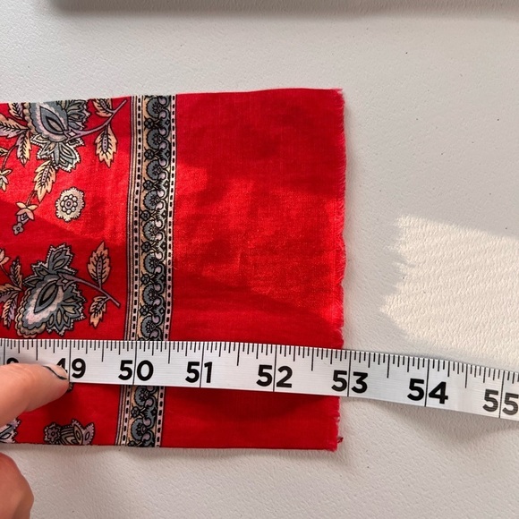Ginnie Johansen vintage red twilly thin double layer style scarf flower print - Picture 6 of 7